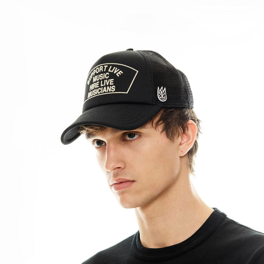 CULT "SUPPORT LIVE MUSIC" MESH BACK TRUCKER HAT (624BC-CH54A)