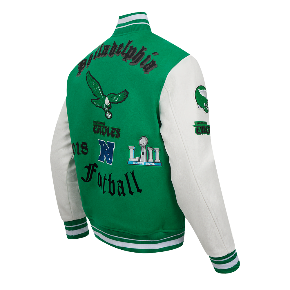 PHILADELPHIA EAGLES MEN'S VARSITY JACKET OLD ENGLISH (FPE643024)