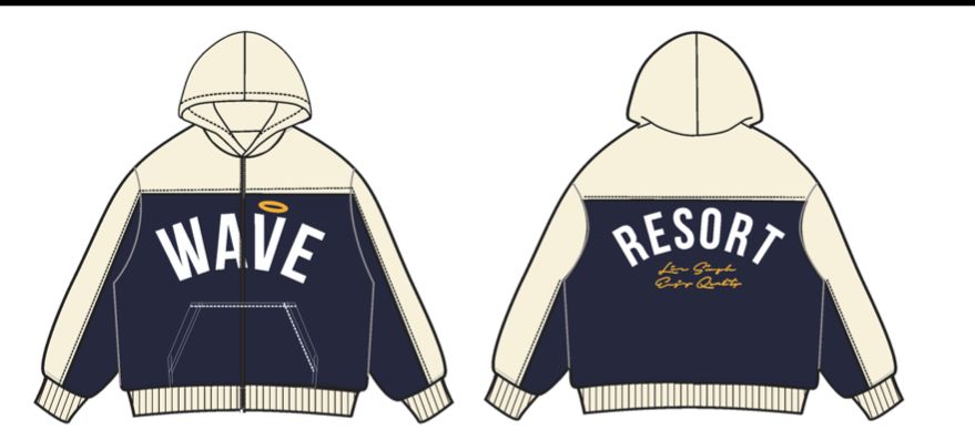 MR WAVE DISTRESSED WAVE ZIP UP (NAVY)