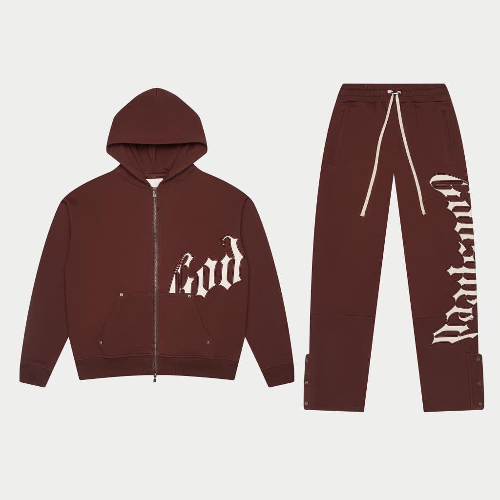 GOD SPEED OG Logo Sweatsuit V2 (Brown/White)