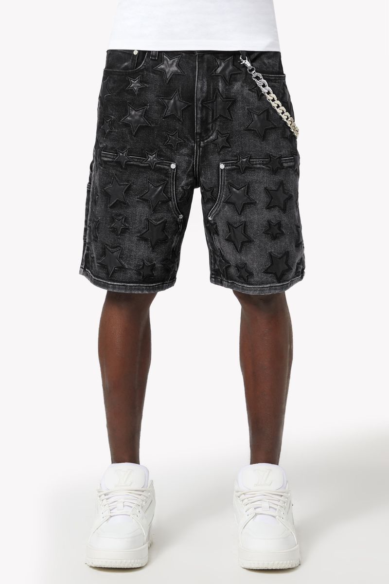GUAPI Obsidian Black Stars Denim Shorts '489OBSDS'