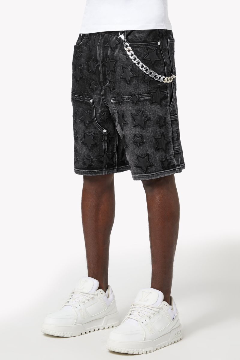 GUAPI Obsidian Black Stars Denim Shorts '489OBSDS'