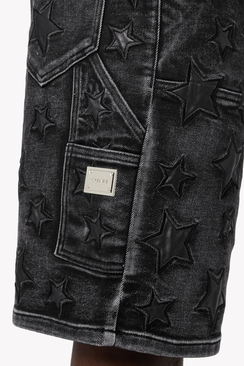 GUAPI Obsidian Black Stars Denim Shorts '489OBSDS'