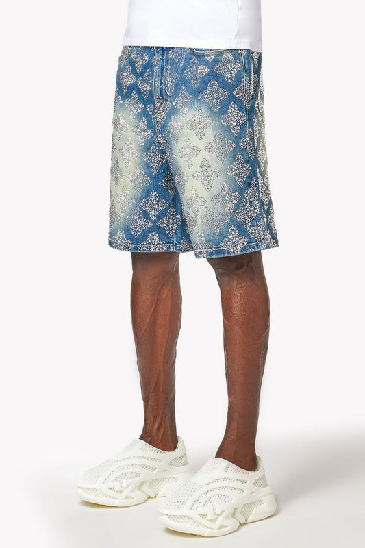 GUAPI Vintage Blue Embellished Denim Shorts '502VBEDS'