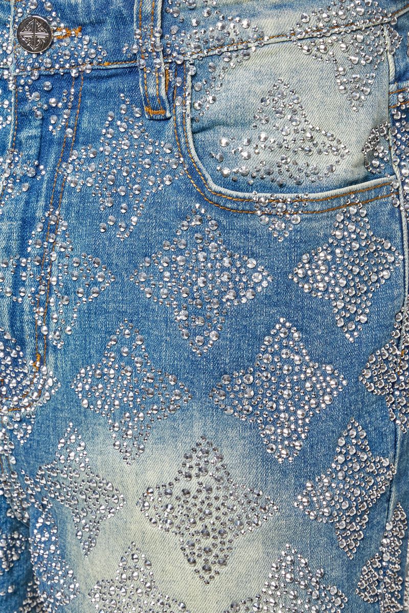 GUAPI Vintage Blue Embellished Denim Shorts '502VBEDS'