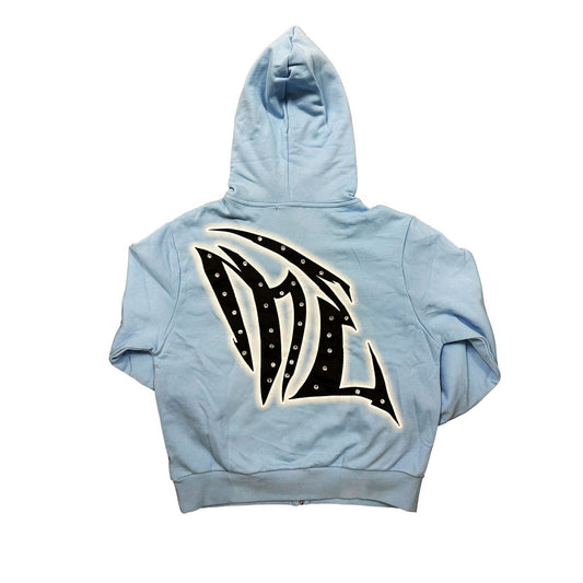M.E. Blue Graffiti Zipper Hoodie