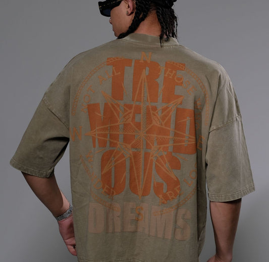 STRAY WIDE & CROP FIT WITH 3/4 SLEEVE T SHIRT ST1351-OLV