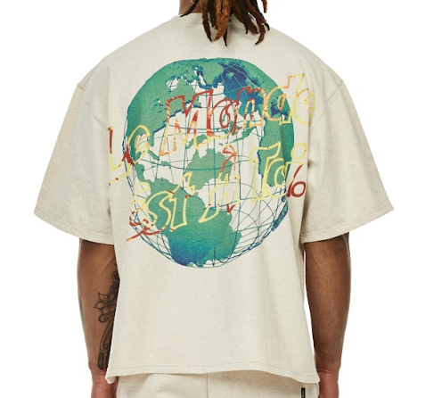 SI TU VEUX LE MONDE TEE (TV0247) SANDSTONE WASH