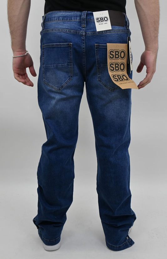 ARMOR MID BLUE SLIM JEANS WITH HEM SNAP (SBO_03004_SL)