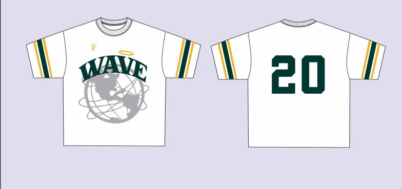 Super Wave (Wht/Grn) French Terry Tee