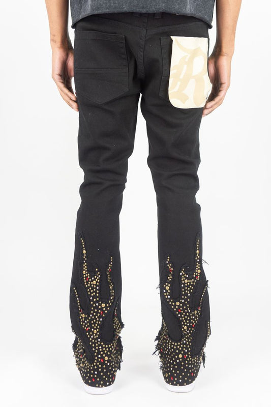R3BEL DENIM FIREFEST STACKED JEANS-BLK