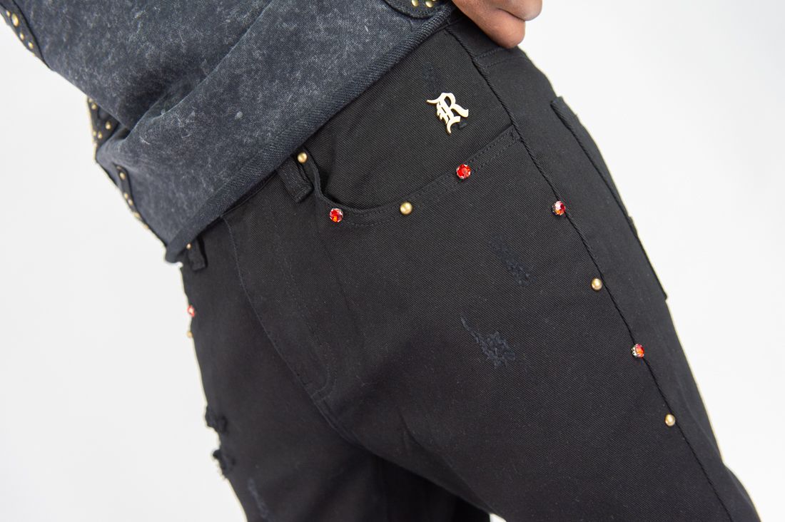 R3BEL DENIM FIREFEST STACKED JEANS-BLK