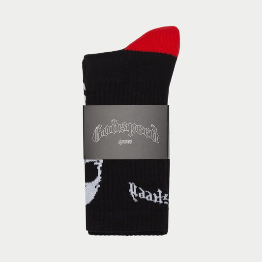 Godspeed Skull & Roses Sock (BLK/RED)