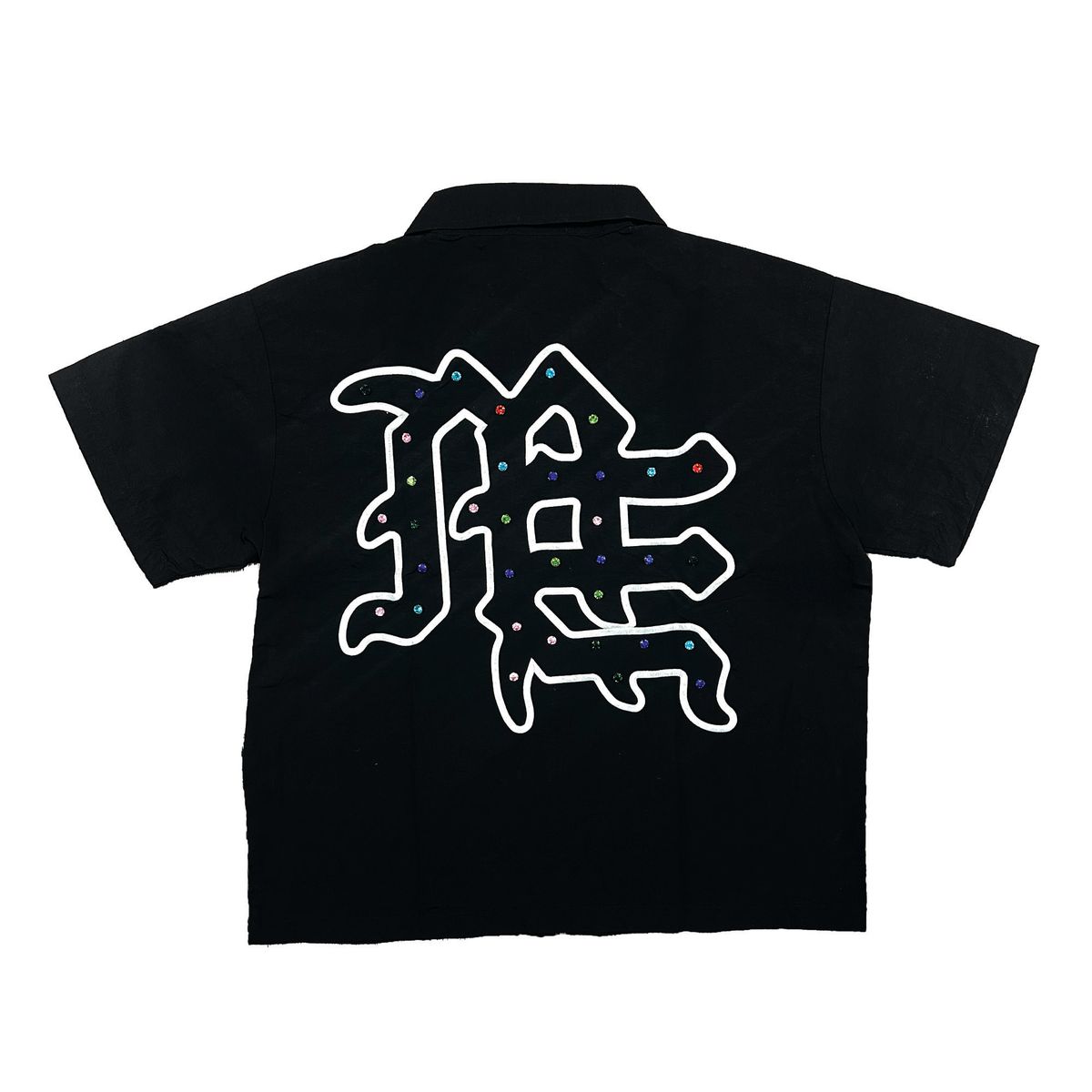 Mixed Emotion “ME Rhinestone Nylon Zip Up Shirt