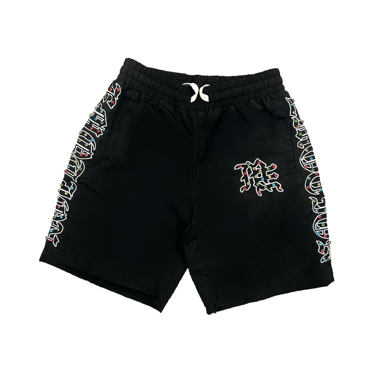 MIXED EMOTION “ME" Rhinestone Nylon Shorts