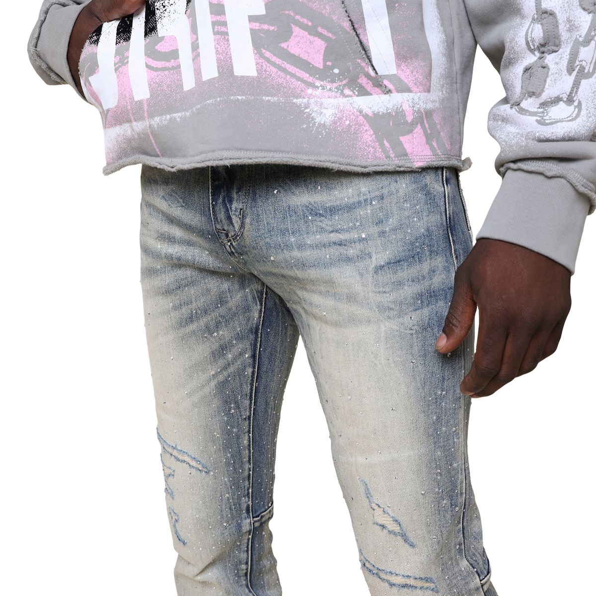 SMOKE RISE ALL RHINESTONE JEAN (JP25536)