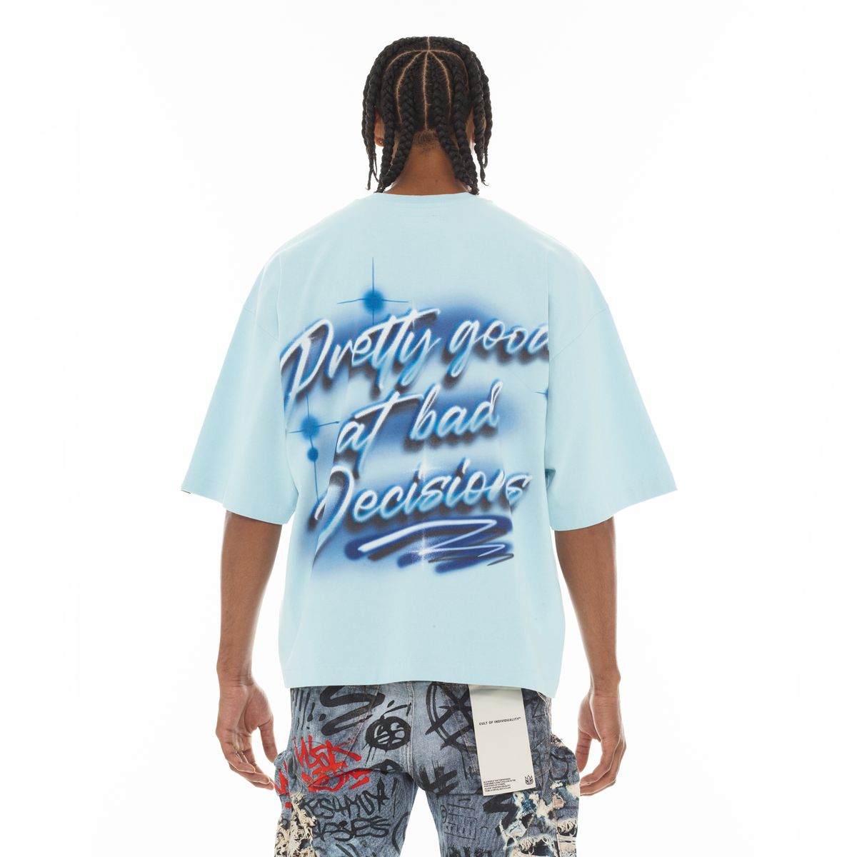 CULT OVERSIZED SHORT SLEEVE CREW NECK TEE "AIRBRUSH" (626A4-K38A)