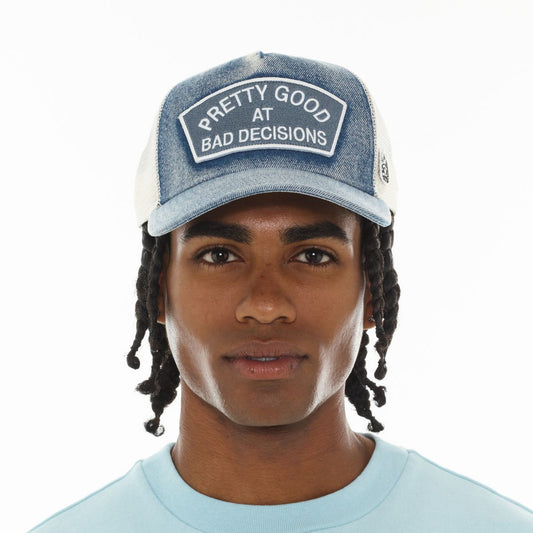 CULT MESH TRUCKER HAT "GOOD AT BAD DECISIONS" (626AC-CH74A)