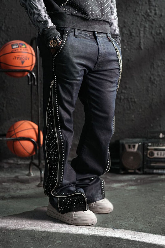 ELITE WAX Secret Stone Zipper Men's Jeans 19452