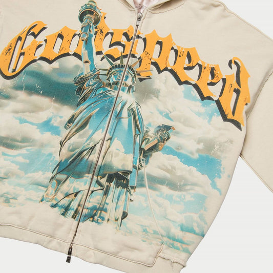 GOD SPEED Chrome Liberty Zip Hoodie V2 (Bone)