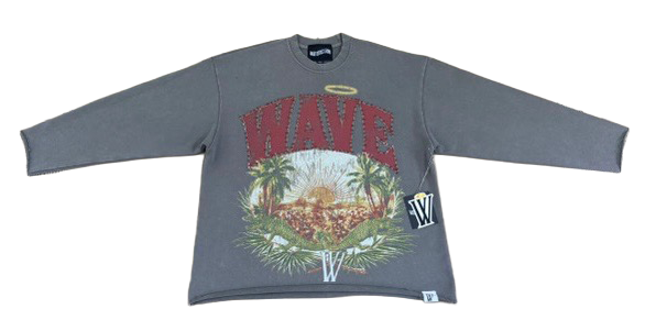 MR WAVE PARADISE (GREY/GREEN) CREW NECK (WDS-9C021B)