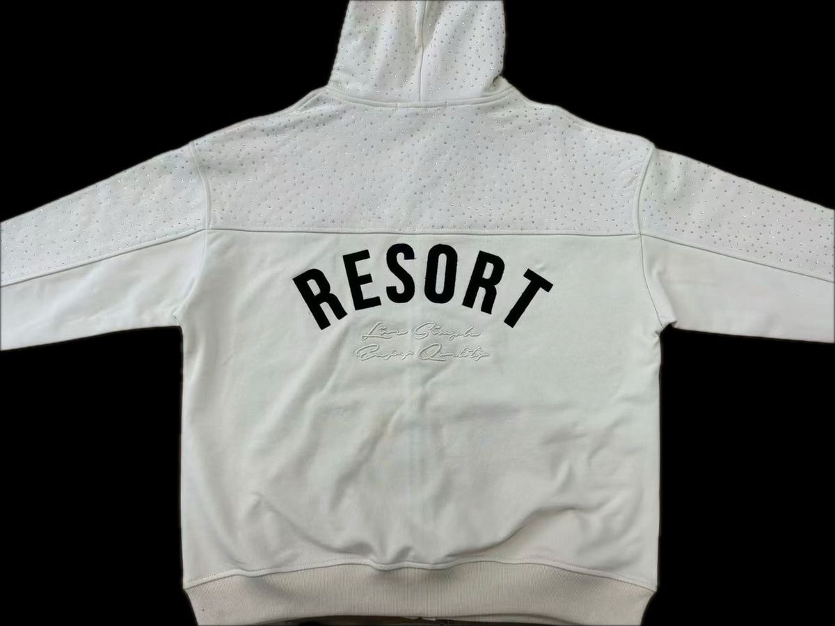 ME WAVE DISTRESSED (CREAM/BLACK) ZIP HOODIE WDS-9H0051A