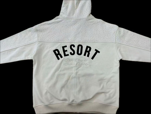 ME WAVE DISTRESSED (CREAM/BLACK) ZIP HOODIE WDS-9H0051A
