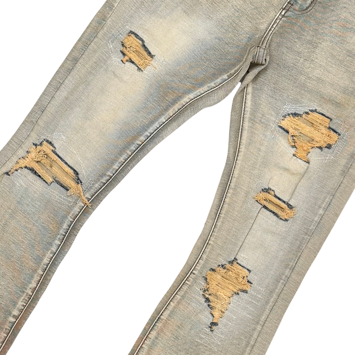 VICIOUS RIP & REPAIR PREMIUM WASH FLARE DENIM VC1032 NATURAL