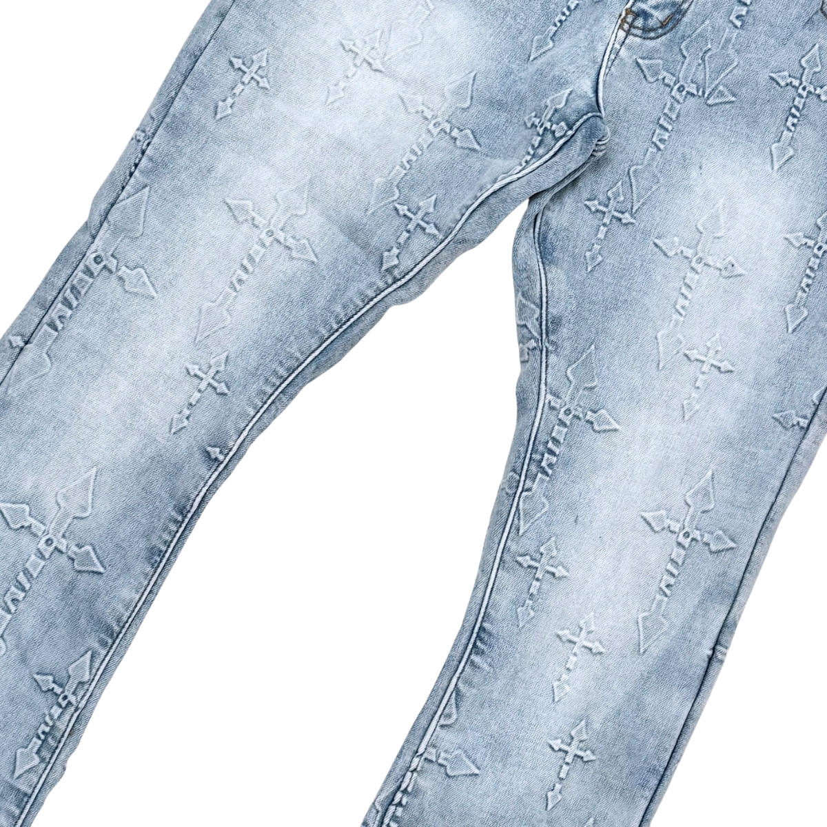 VICIOUS PREMIUM STACK DENIM WITH ART PRINTED ALL OVER VC1089 LIGHT BLUE
