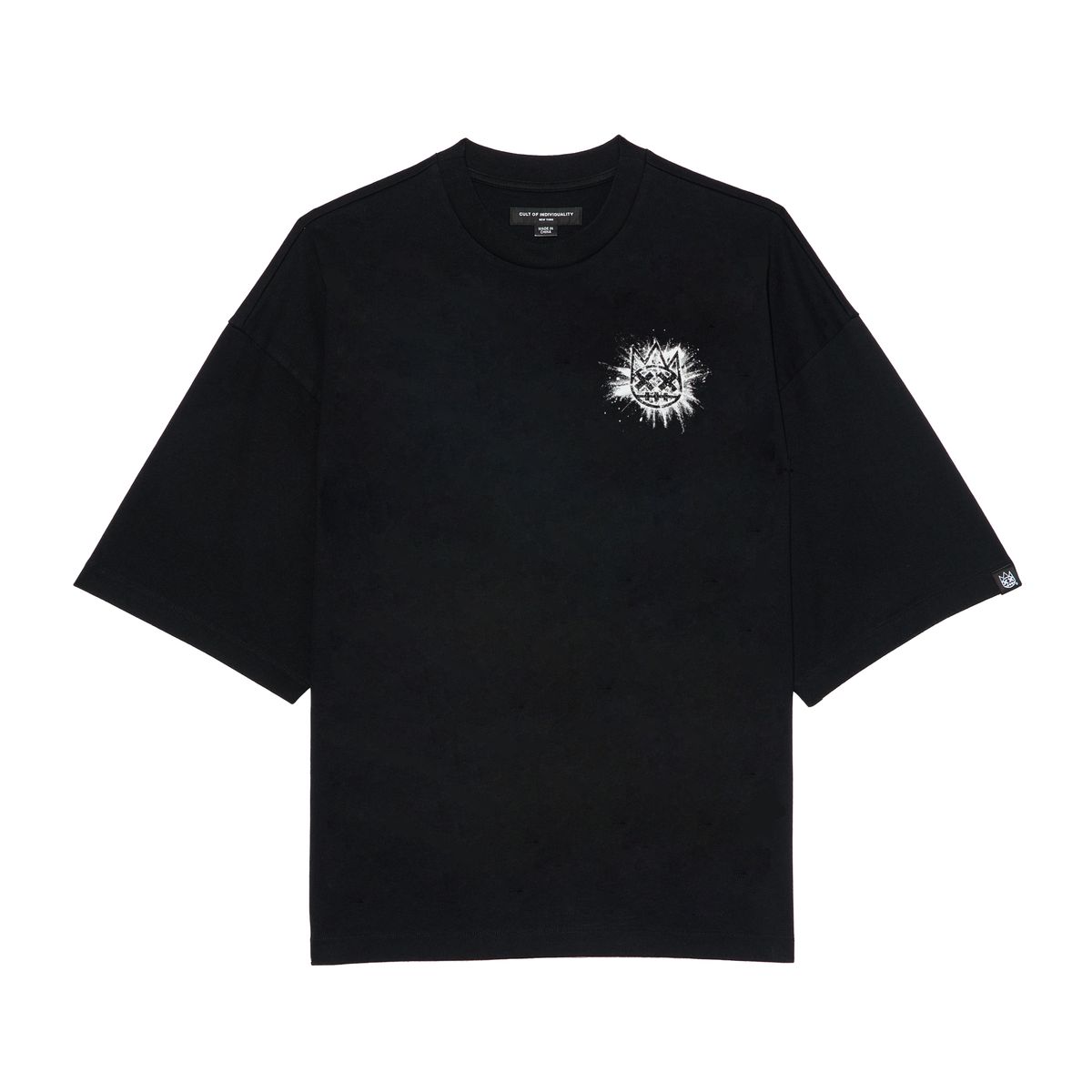 CULT OVERSIZED SHORT SLEEVE CREW NECK TEE "SPLATTER LOGO" (626A5-K22A)