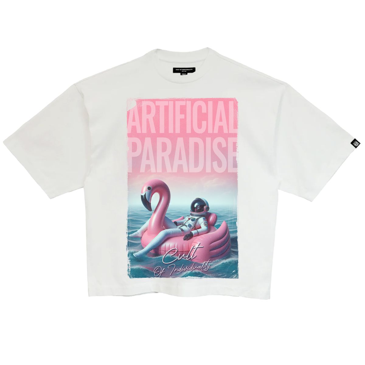 CULT OVERSIZED SHORT SLEEVE CREW NECK TEE "ARTIFICIAL PARADISE" (626A5-K47A)