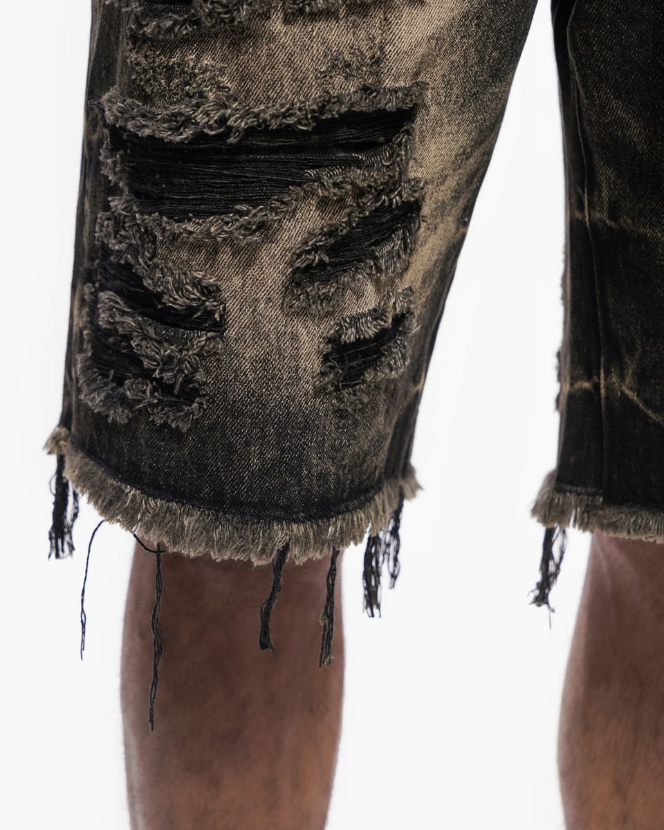 VALABASAS "CLIPPED" DENIM SHORTS (VLBS-VSH2-1034) grey washed