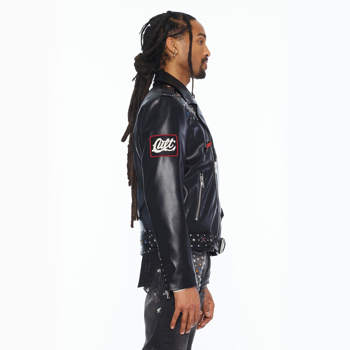 CULT LEATHER MOTO JACKET "STARS" (626B8-JL78A)