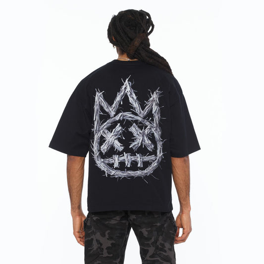 CULT BOXY OVERSIZED FIT 260 GRAMS COTTON JERSEY SHORT SLEEVE CREW NECK TEE "SHREDDED" (626B8-K35A)