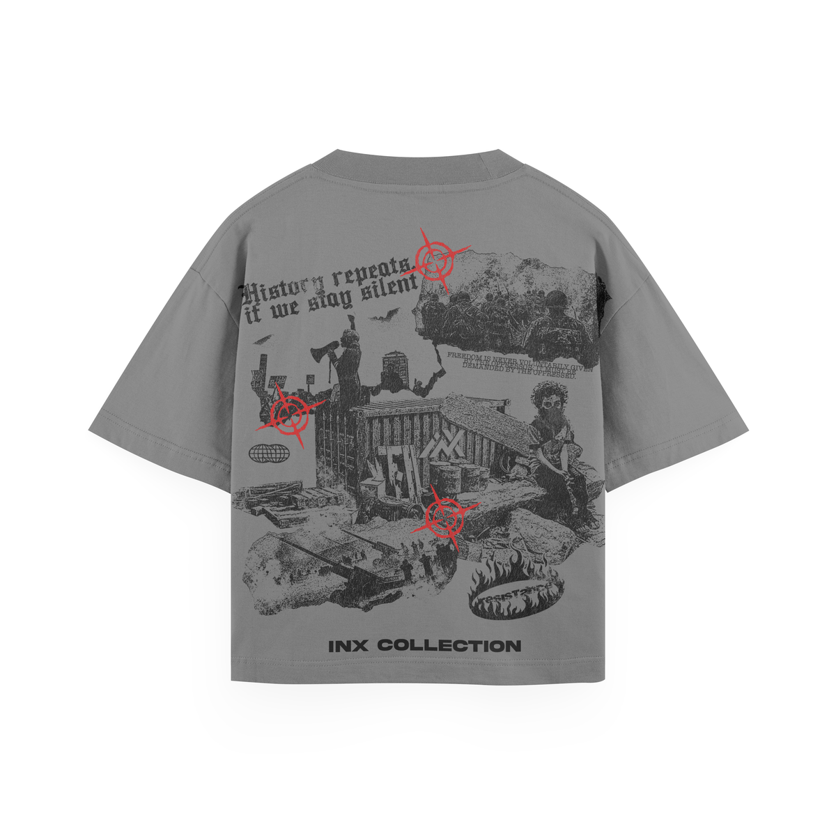 INX Resistance is Justice Oversized Heavyweight T-Shirt GRAY