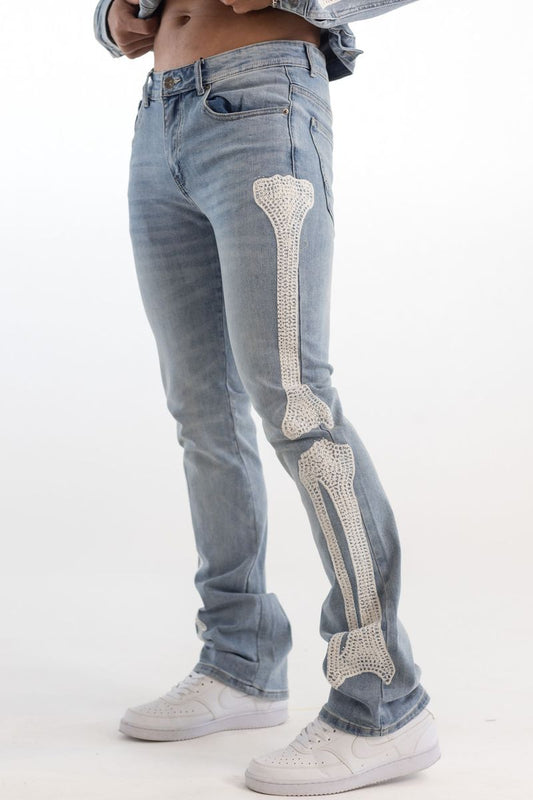 KINDRED PREMIUM SKELETON EMBROIDERY RHINESTONE PANTS (KD2215)