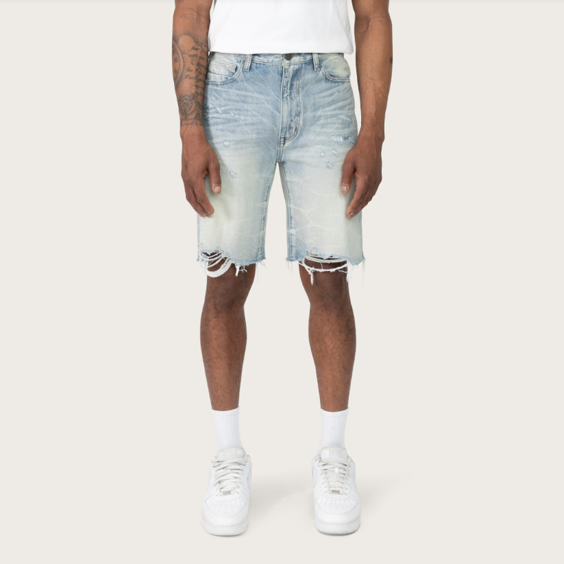 SMOKE RISE VINTAGE WASHED DENIM SHORTS (JS26S126)
