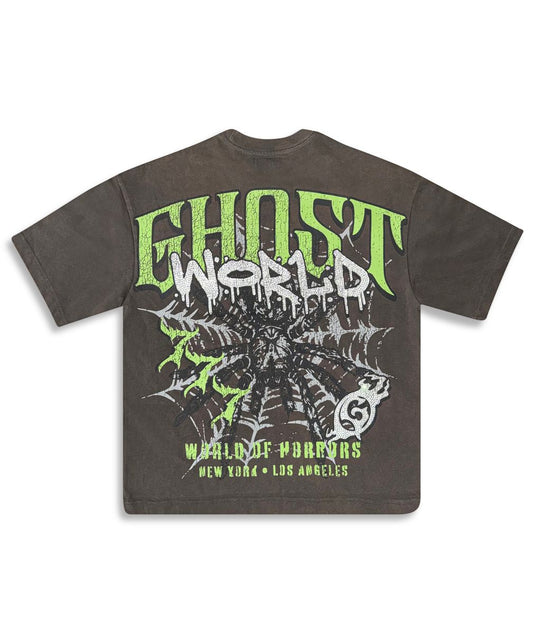GHST WRLD CAUGHT IN THE WEB TEE - CHARCOAL (GST3)