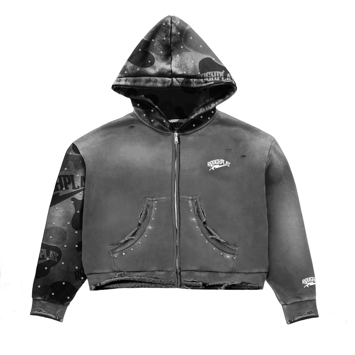 ROUGHPLAY CAMO SLEEVE HOODIE (GRY)
