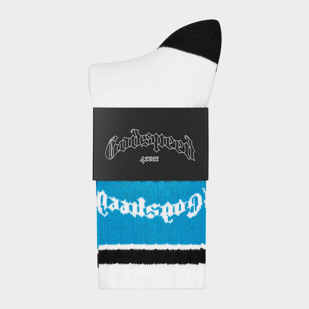 Godspeed Og Logo Striped Sock (White/Baby Blue)