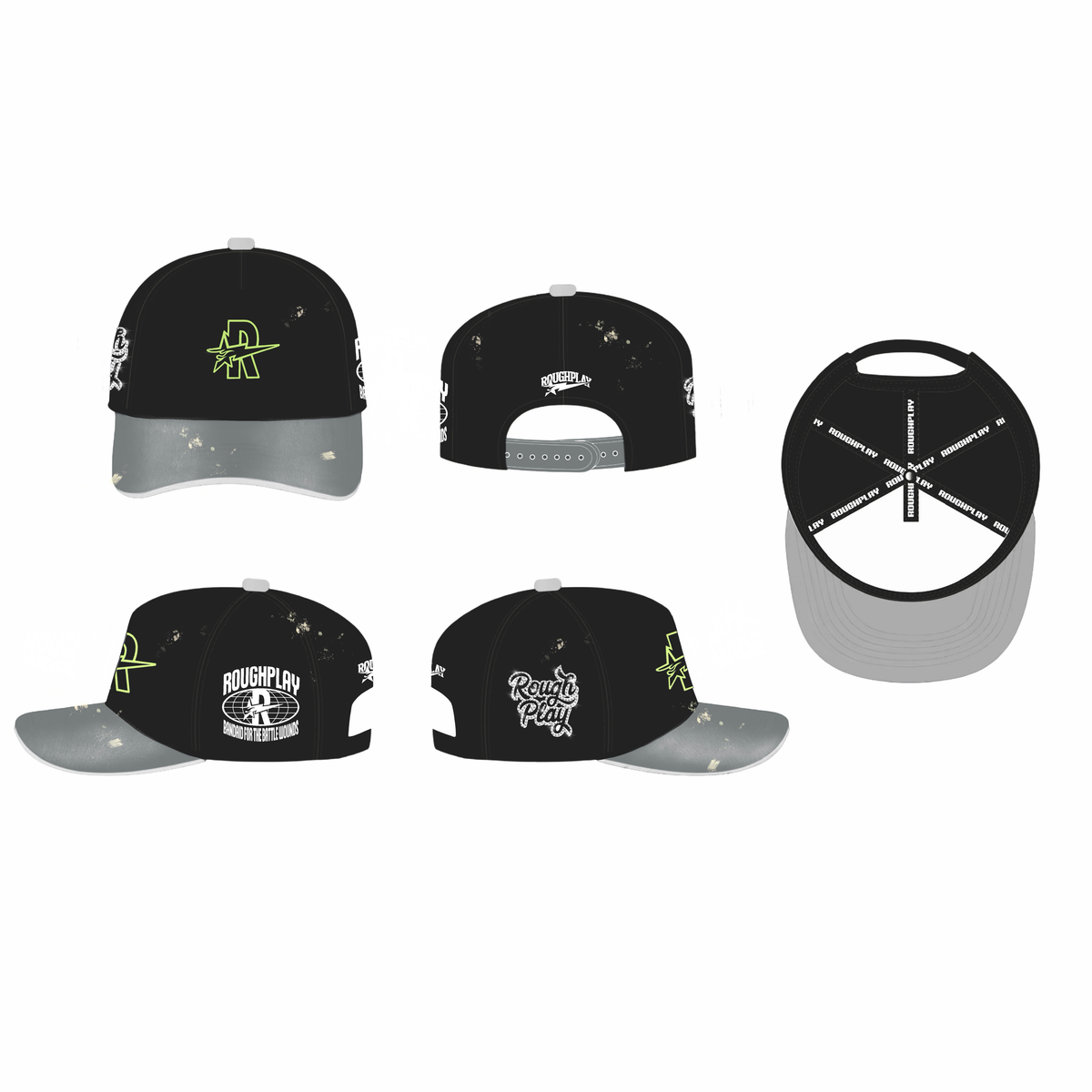 RoughPlay VINTAGE SNAPBACK (BLK/GRY/LIME)