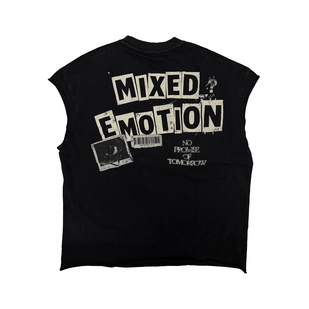 Mixed Emotion “Newspaper” Sleeveless tee Black