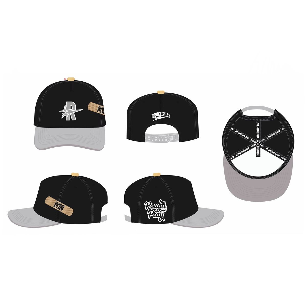 RoughPlay Bandaid SnapBack (Black/Silver)