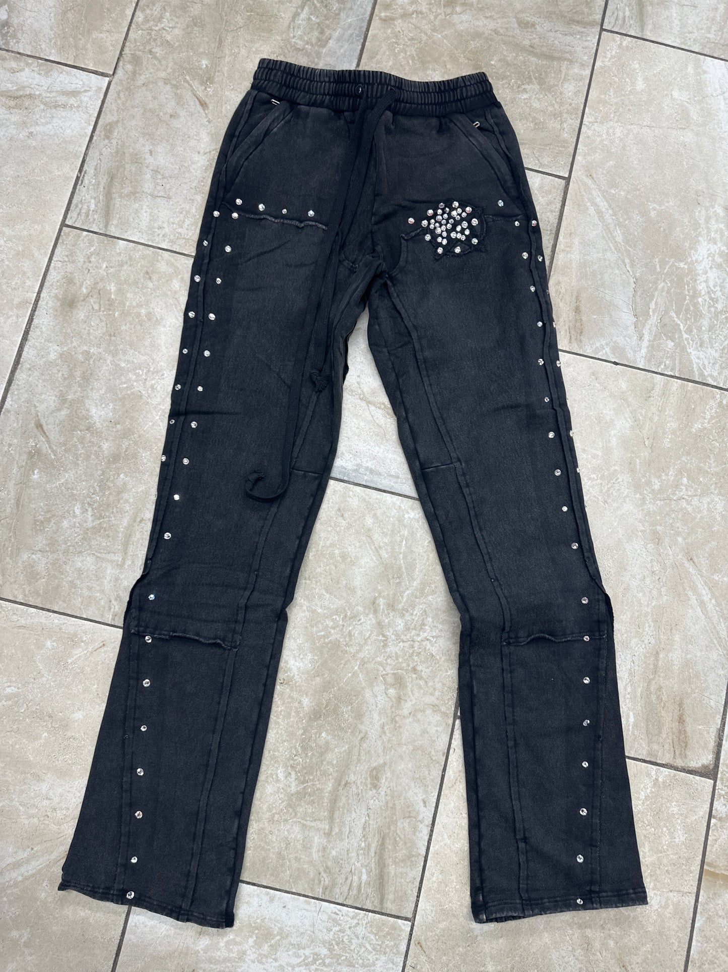 HUDSON JOGGER-606 STAR STONES FLEECE FLAIR JOGGER BLK (JOGGER-606 - BLK)