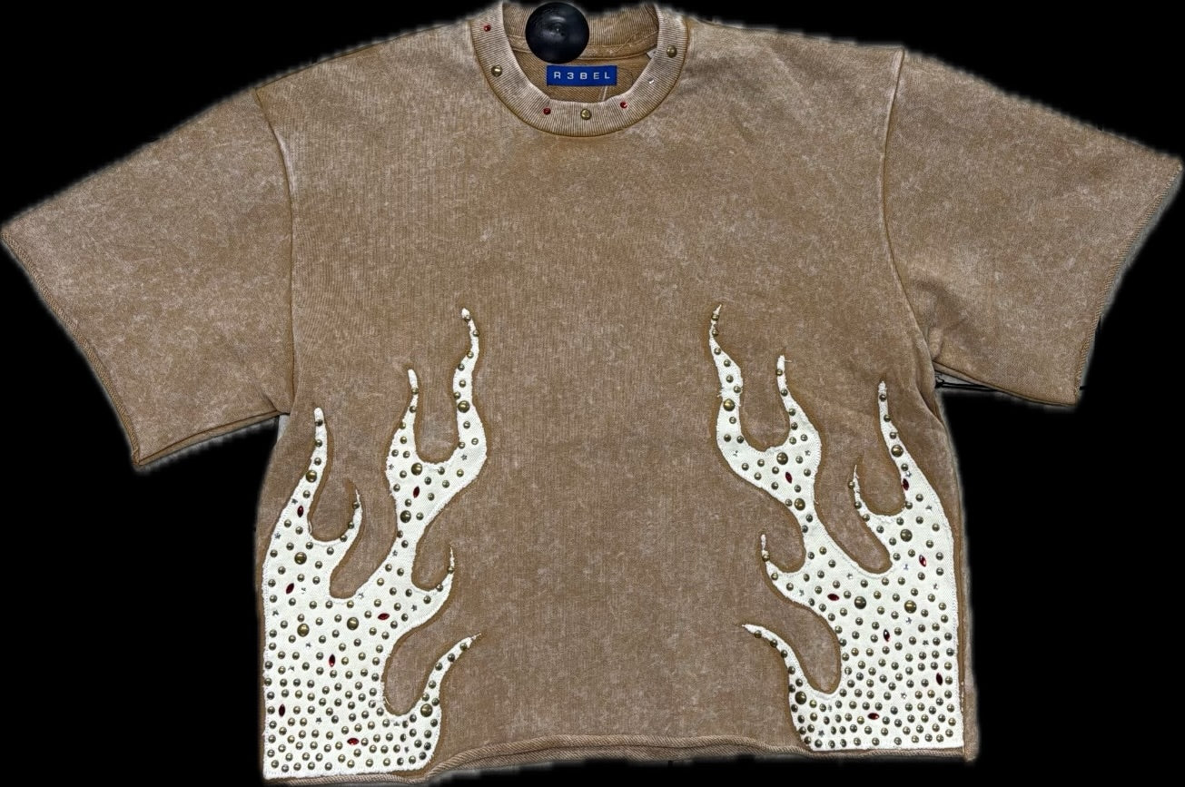 R3BEL DENIM FIREFEST TSHIRT-KHAKI
