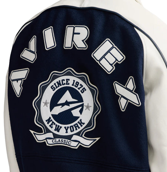 AVIREX CLASSIC WOOL LEATHER VARSITY JACKET-NAVY AVF251O31
