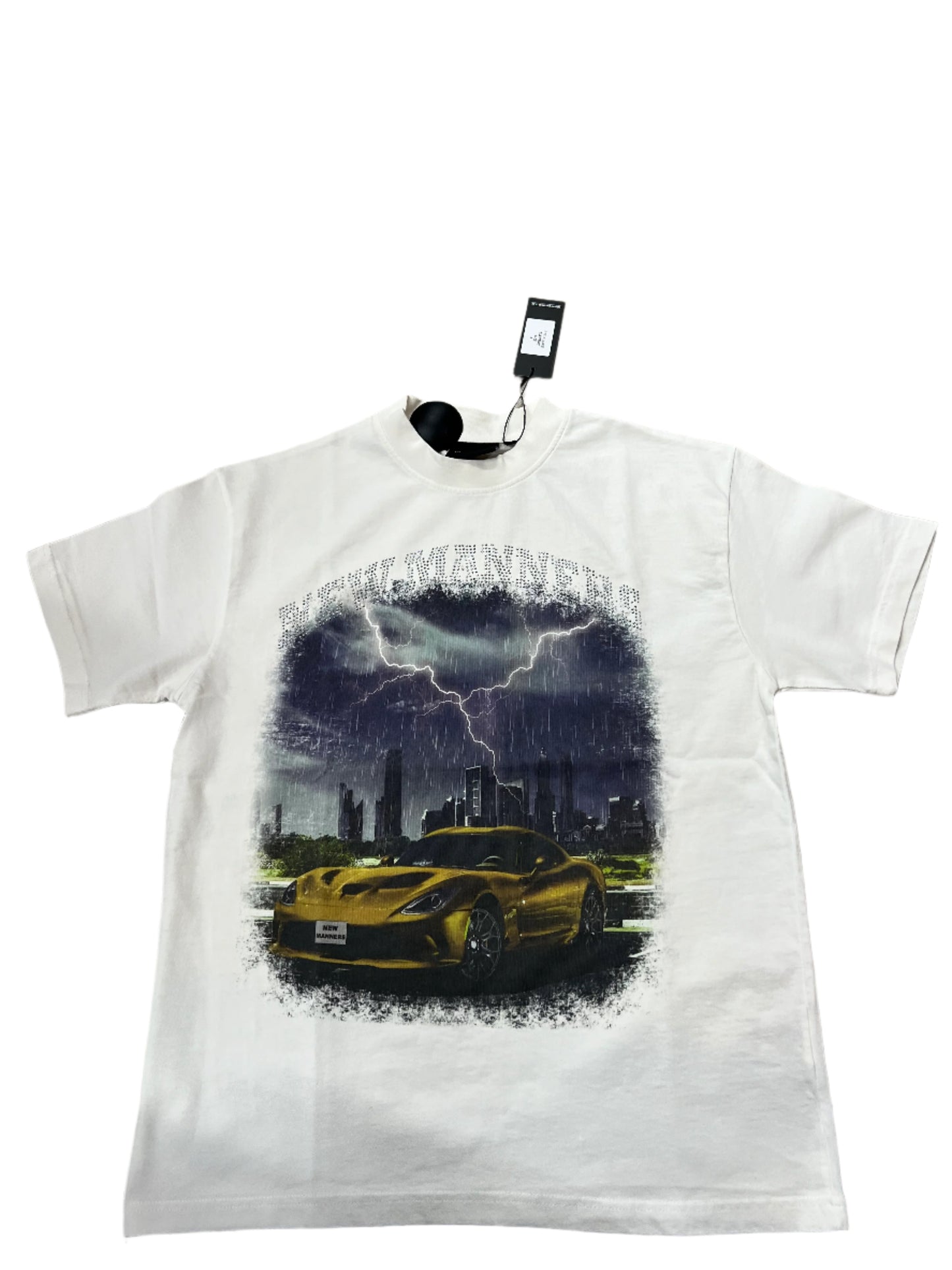 NEW MANNERS ELECTRIC WHITE RHINESTONE TEE