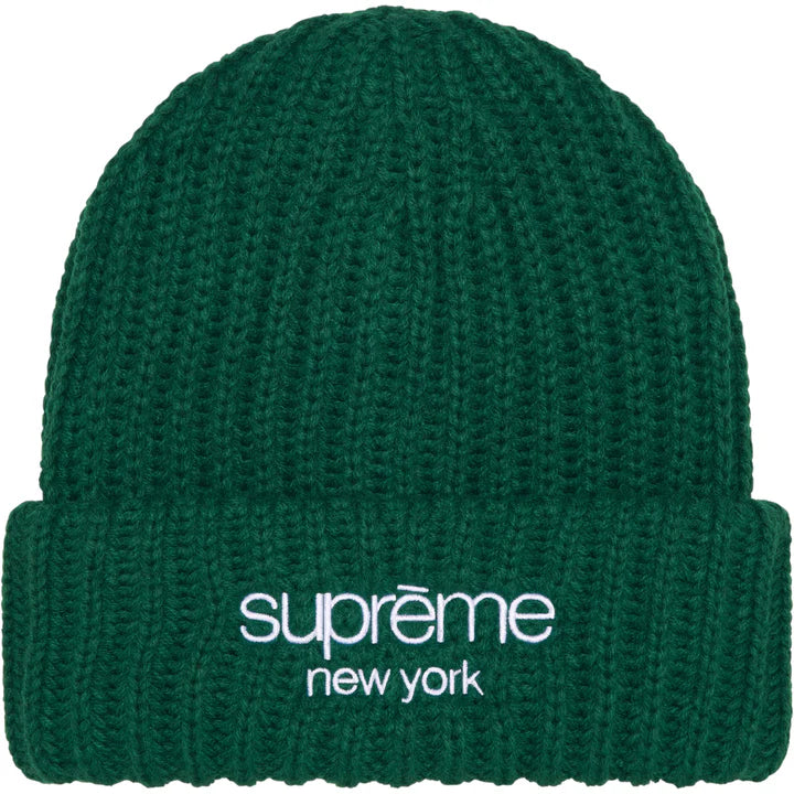 SUPREME CLASSIC LOGO CHUNKY RIBBED BEANIE- DARK GREEN