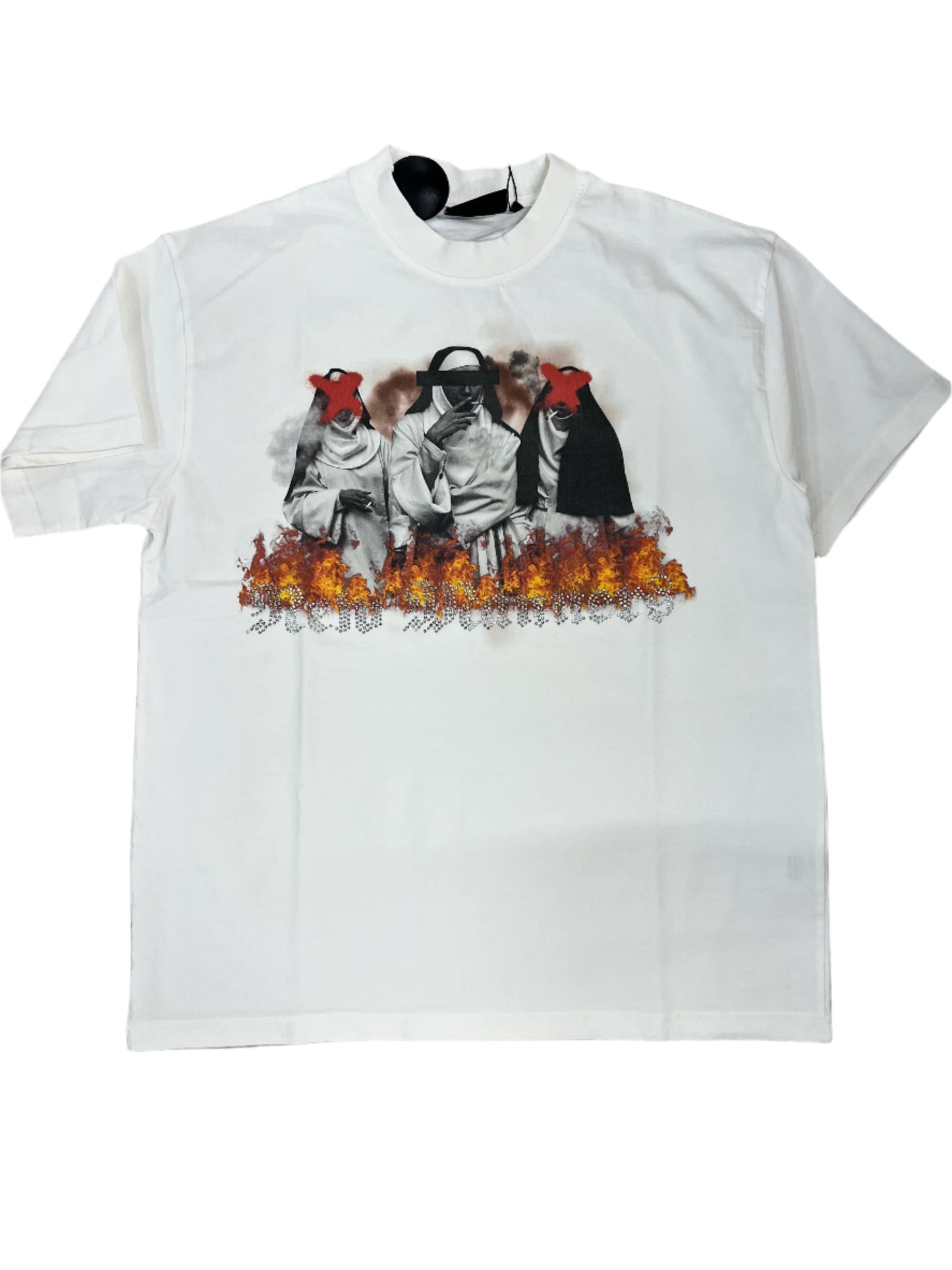 NEW MANNERS WHITE SINNERS RHINESTONE TEE