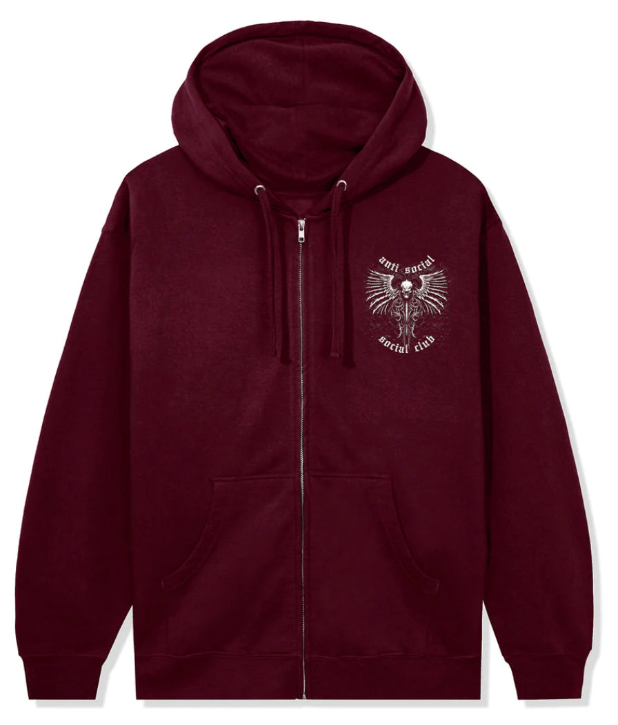 Anti Social Social Club Solace Zip up Hoodie-Maroon